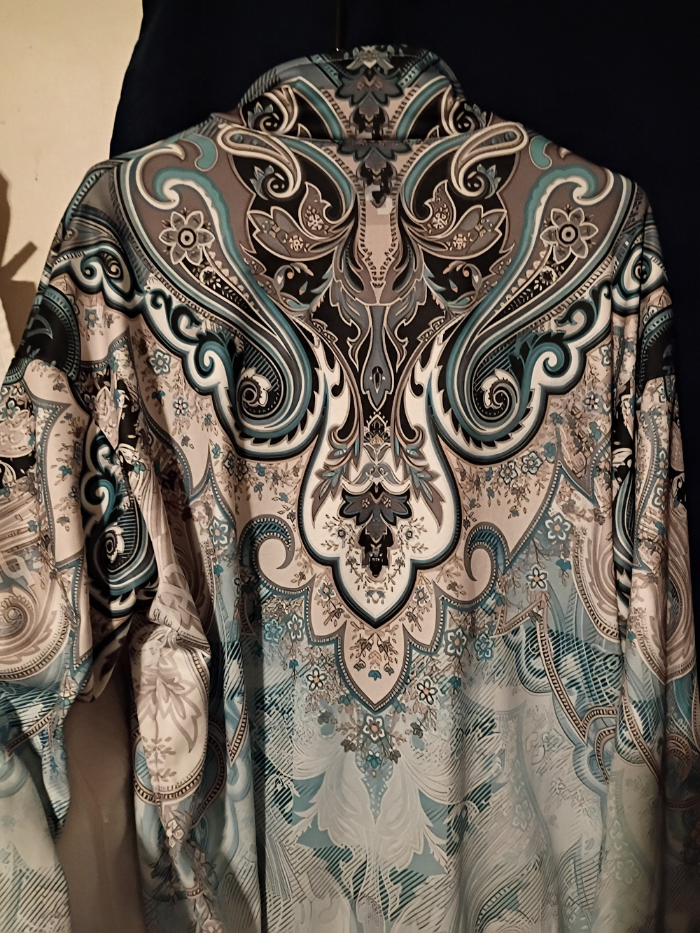 Source Unknown Women’s Paisley Scoop Neck Sweater - Teal, Black & Cream